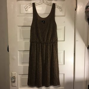 Bobeau Sz S Knit Dress Taupe w/ Gold Threads CUTE!